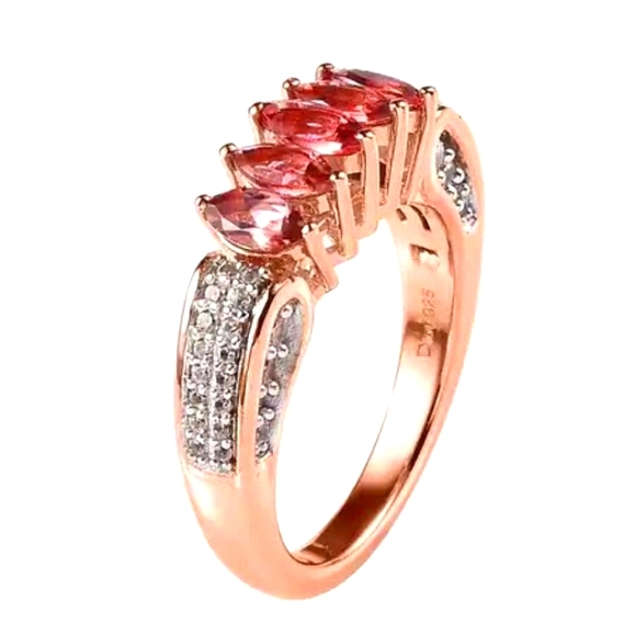 Blush Tourmaline and White Zircon Gemstone Ring size 6 - Picture 3 of 5